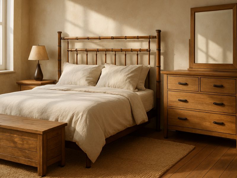 A rustic bedroom setup showing comparision