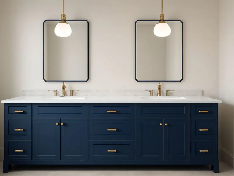 Altair Hadiya 72 inch double vanity in navy with marble countertop