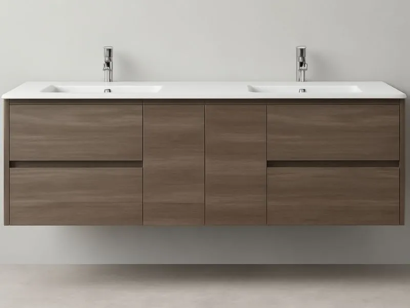 Maotifeys 72 inch solid wood floating vanity with dual ceramic sinks