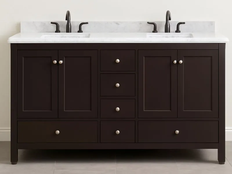 Vanity Art 72 inch double-sink vanity with marble top and espresso cabinet