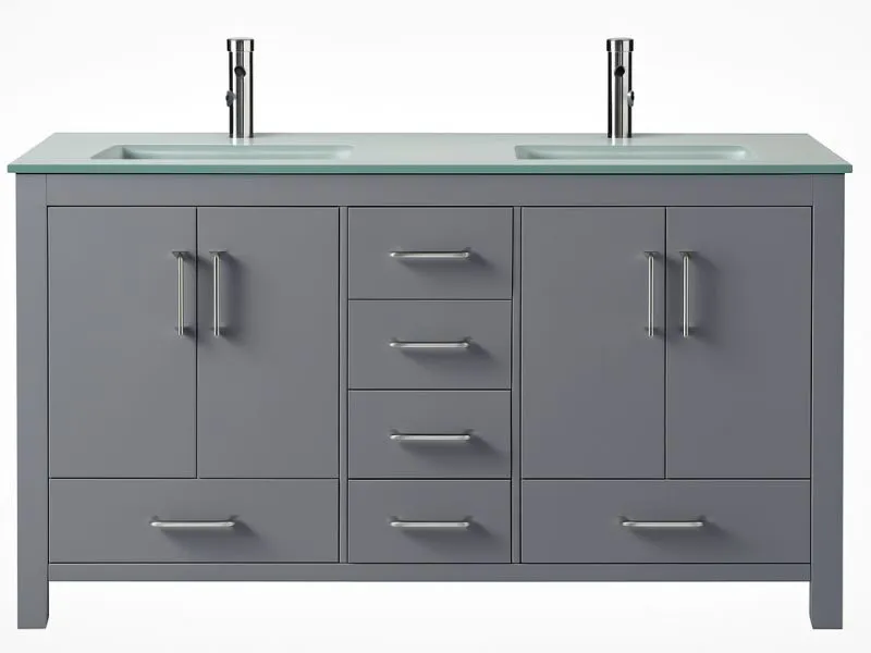 eclife 72 inch modern vanity with tempered glass top and dual sinks
