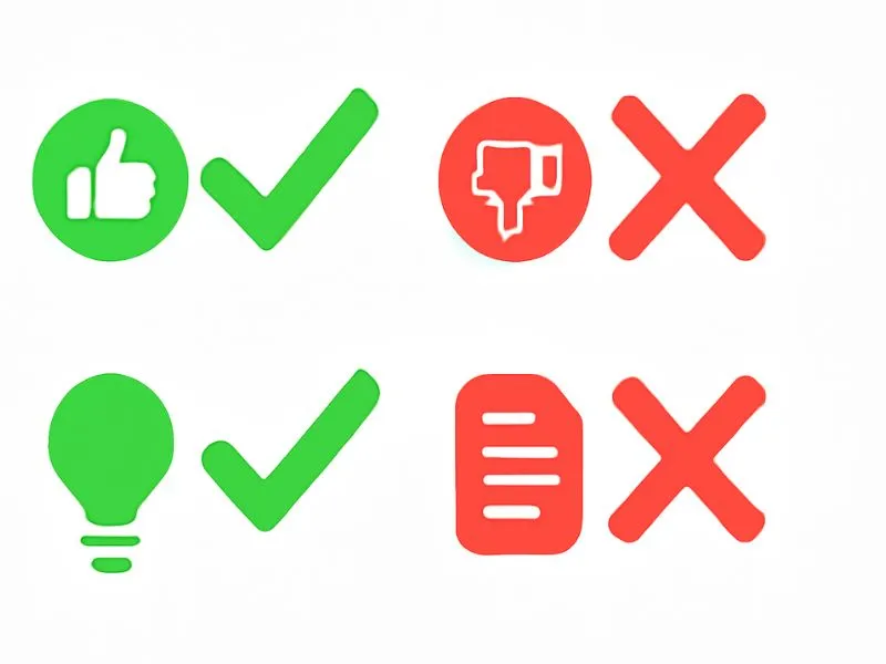 Pros and cons illustration for flat panel kitchen cabinets